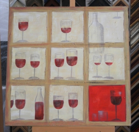 Obraz prostřeno s vínem 75x75 cm