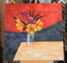 Obraz váza s květy 90x90 cm